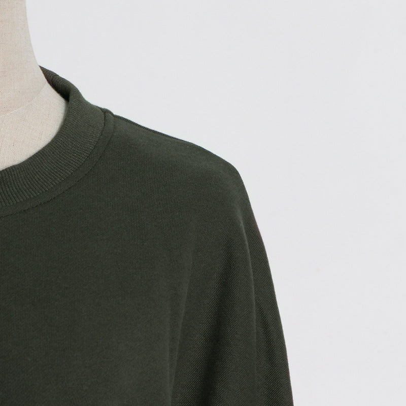 Simple Dark Green Round Neck Short Sweatshirt