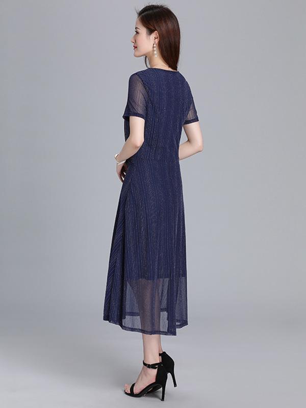 Elegance Solid V-Neck Dress
