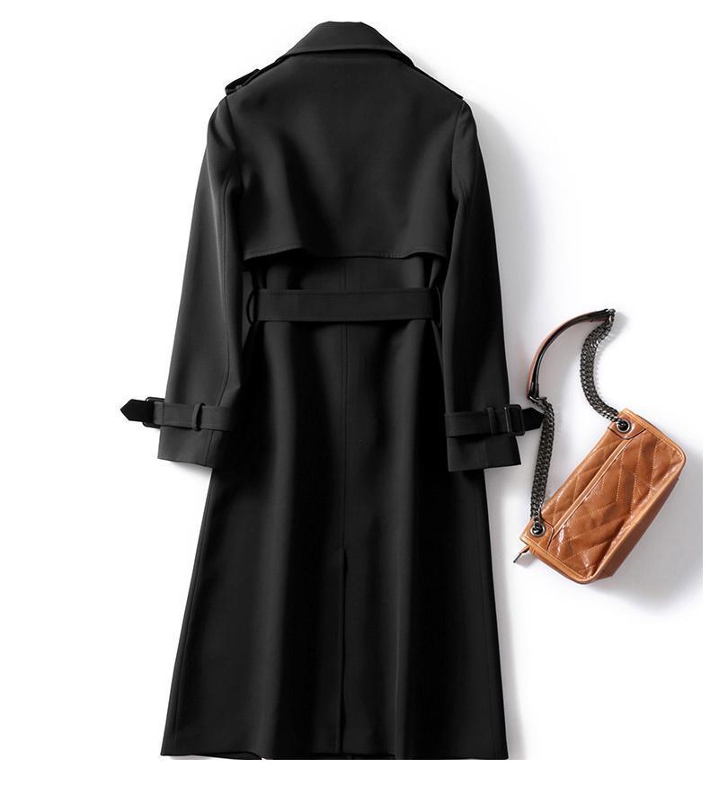 Solid Color Lapel Collar Mid-Length Coat