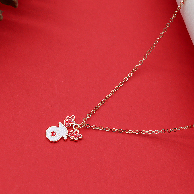 Women Christmas Tree Santa Pendant Clavicle Necklace