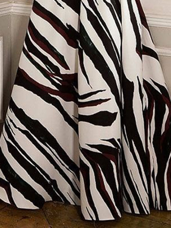 A-Line High Waisted Contrast Color Split-Joint Zebra-Stripe Skirts