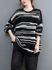 Loose Striped Knitted Pullover Sweater