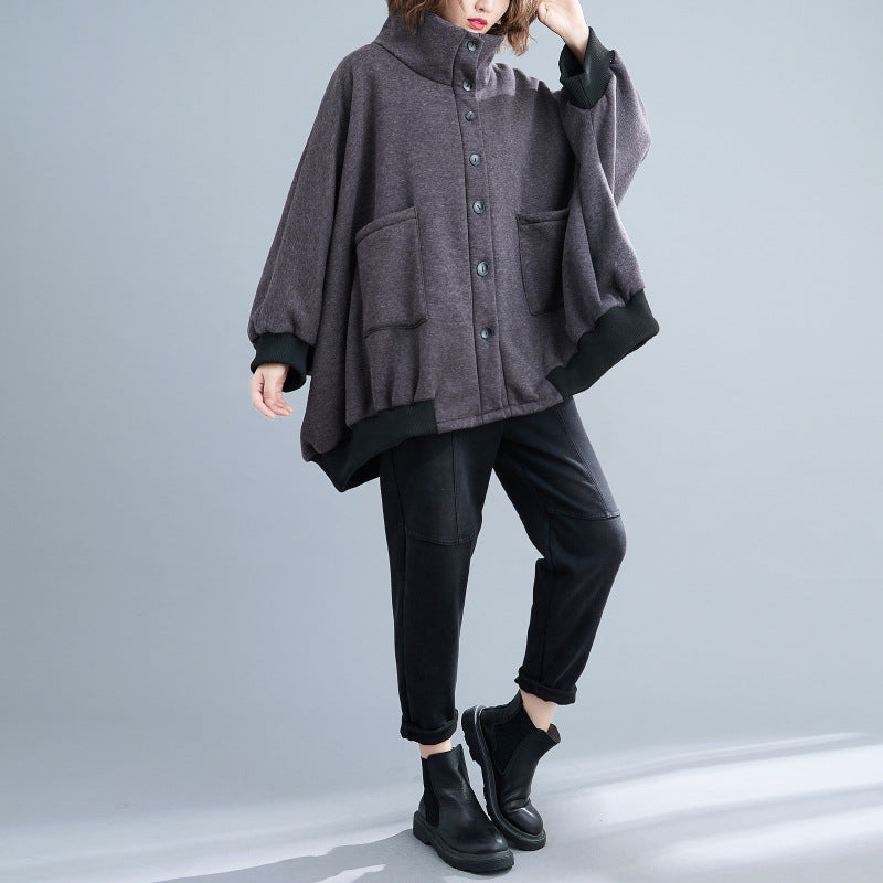 Irregular Pullover Loose Large Size Knitted Cotton Jacket