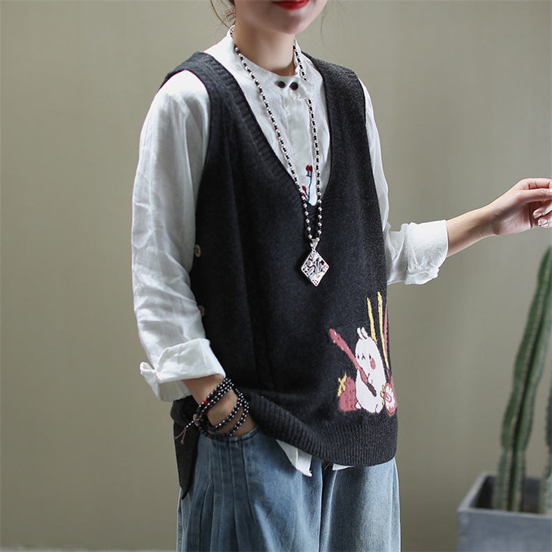 V-Neck Loose Sweater Vest