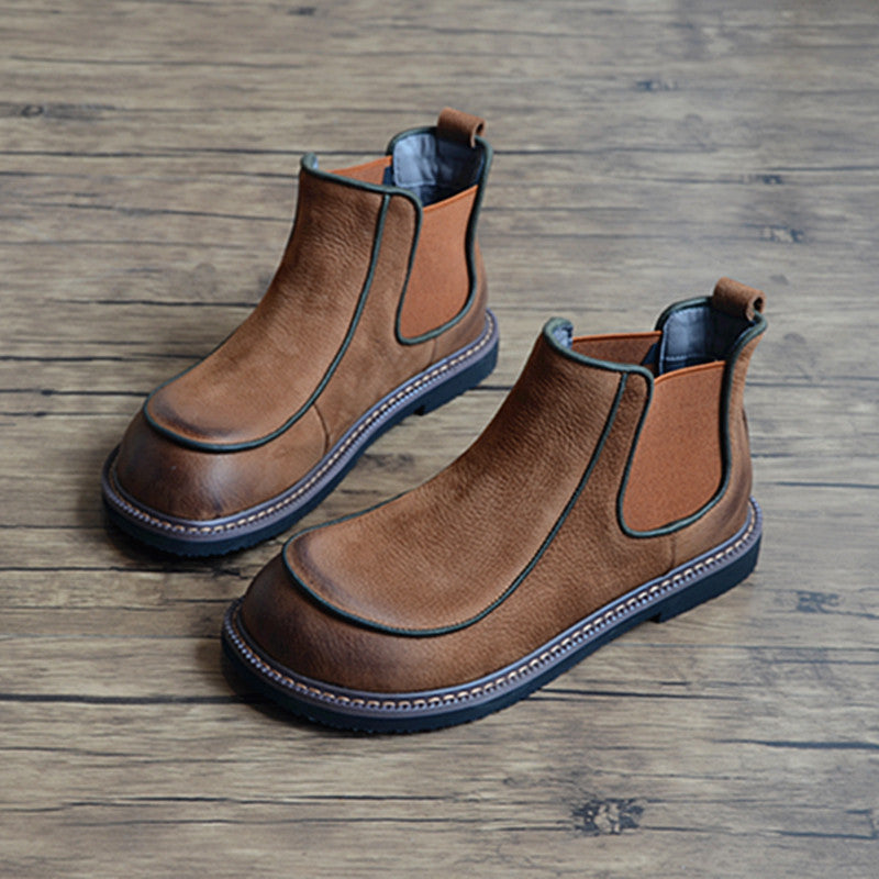 Simple Low-Heeled Round Toe Martin Boots