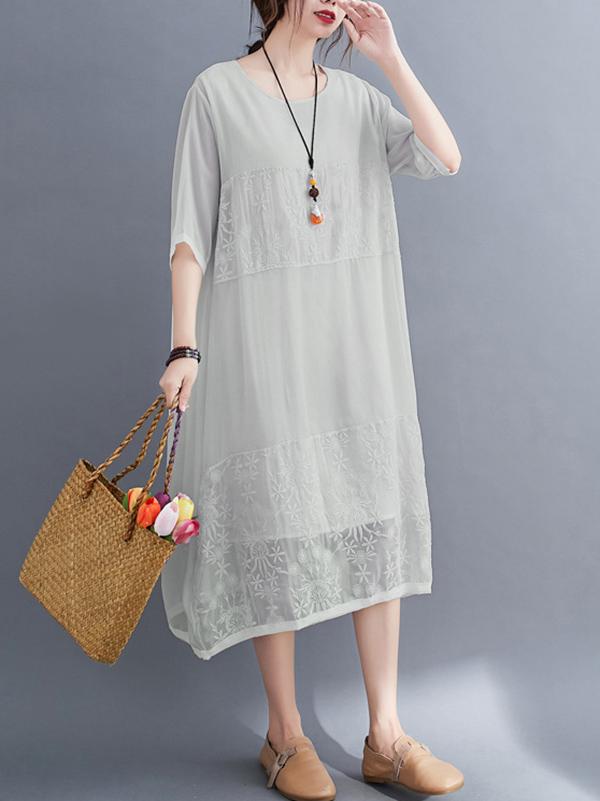 Original Split-Joint Hollow Lace Dress