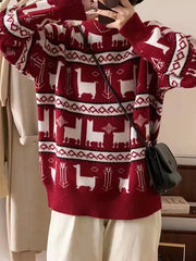 Christmas Jacquard Round-Neck Sweater