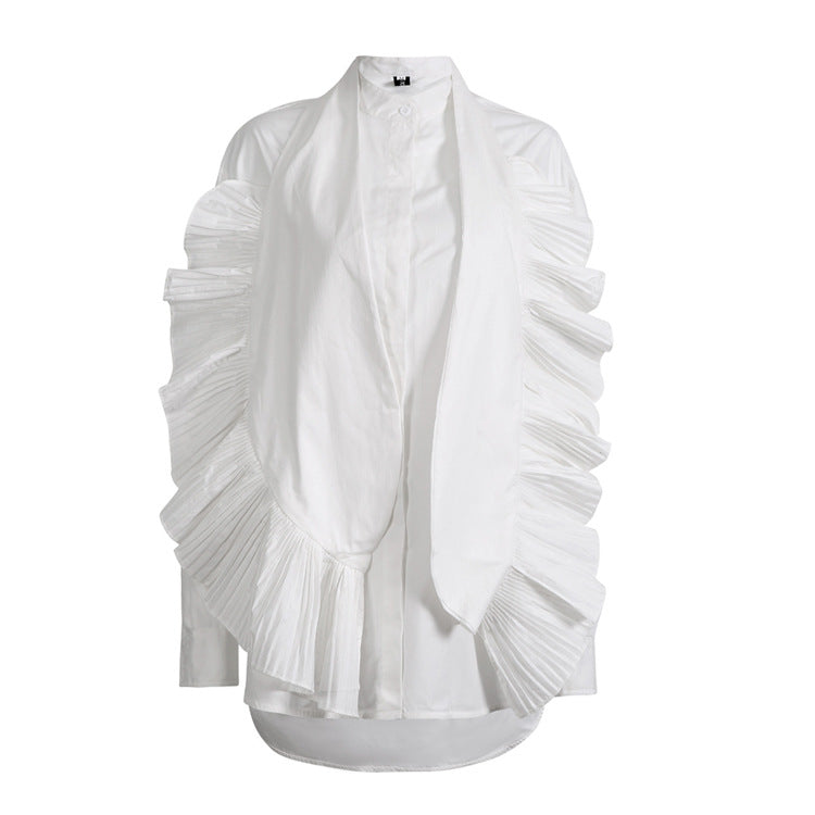 Retro Pleated Irregular Personality Shirt