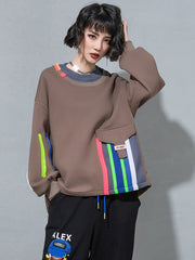 Women's Stitching Printed Long Sleeve Sweatshirt