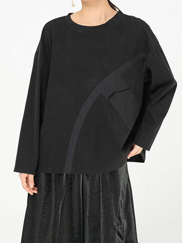 Pullover Round-Neck Color-Block Shirt