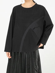 Pullover Round-Neck Color-Block Shirt