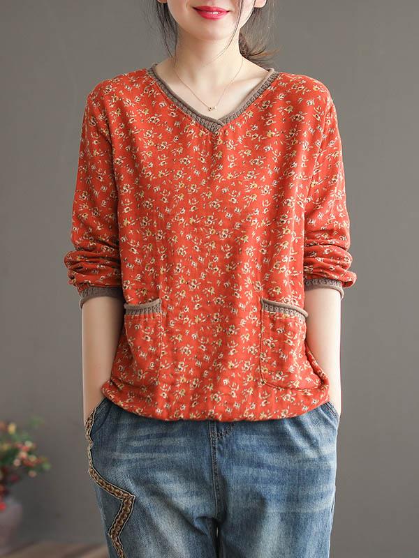 Vintage Floral V-Neck T-Shirt