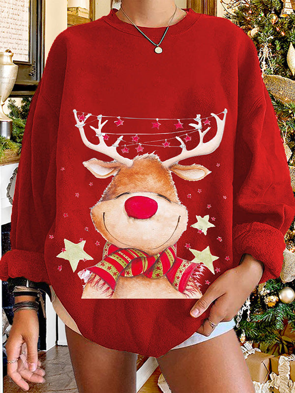 Retro Printed Christmas Sweatshirt