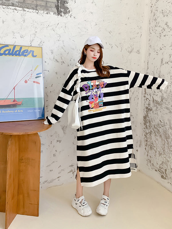 Women Contrast Striped Print Dress