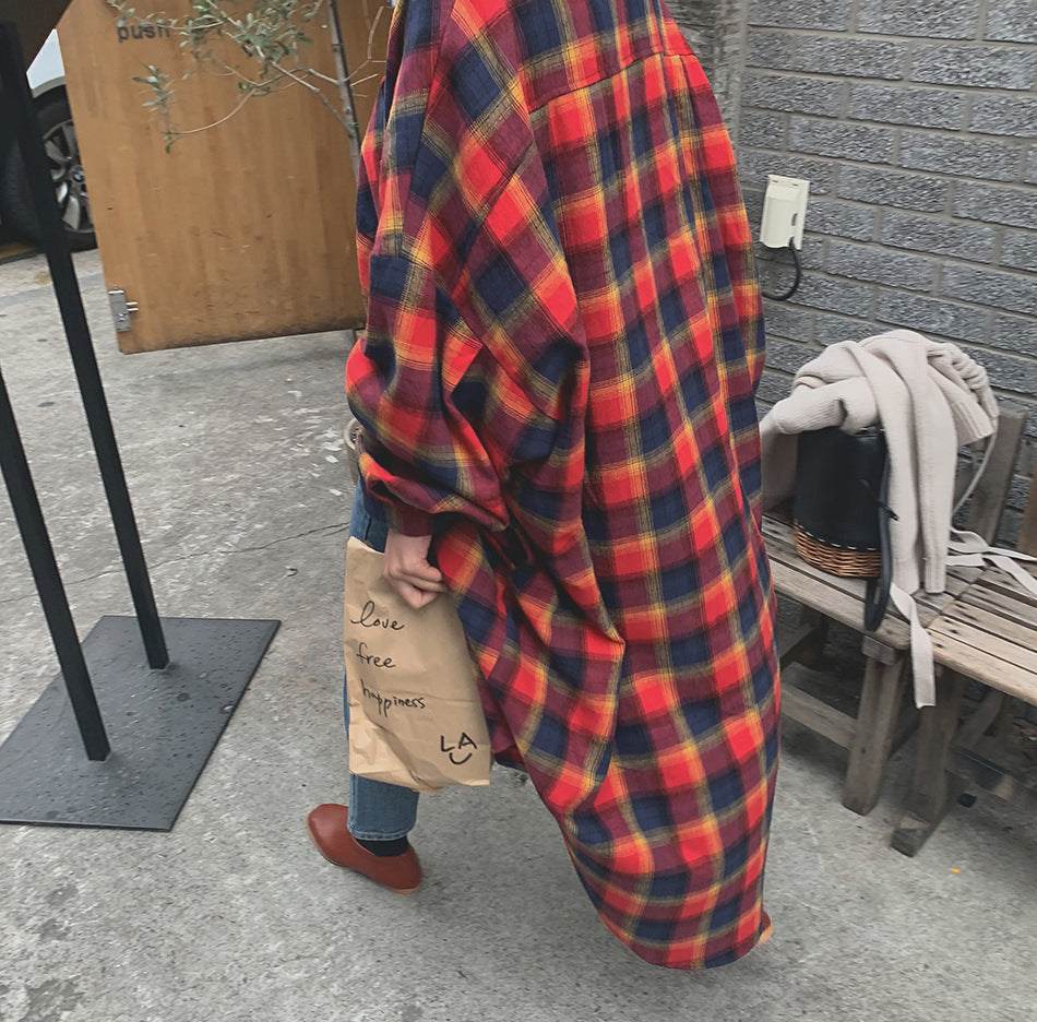 Plaid Long Sleeve Shirt Dress