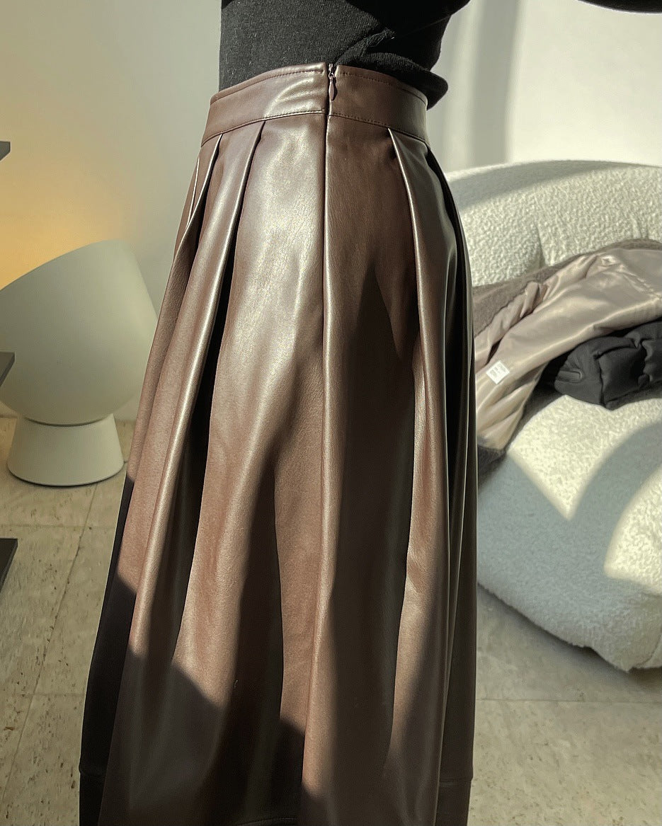 Casual Vintage PU Leather Skirt