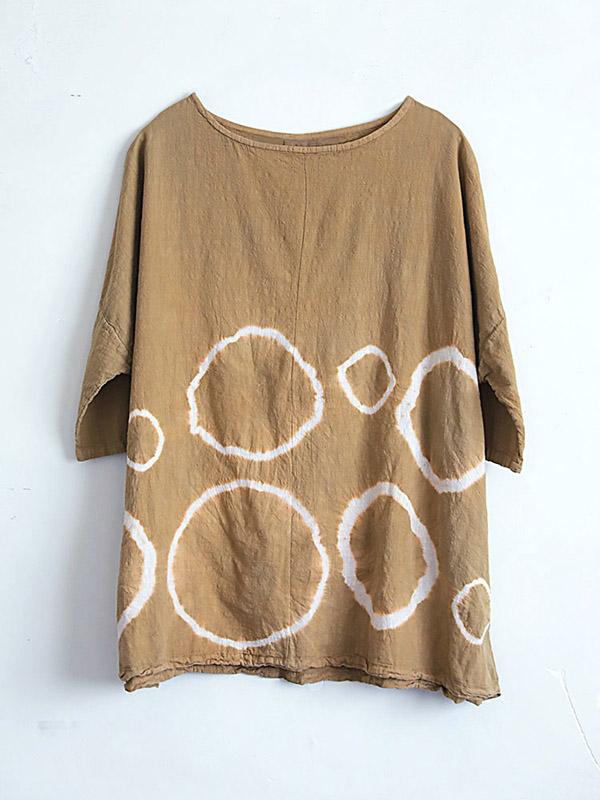 Loose Tie-Dyed Long-Sleeve Round Neck T-Shirt
