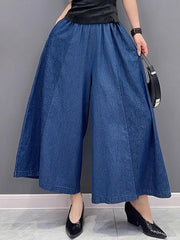 Elasticity Embroidered Roomy Wide Leg Jean Pants Bottoms