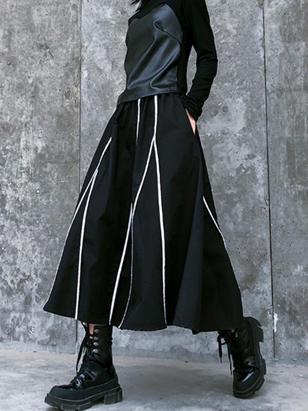 Vintage A-Line High-Waist Striped Skirt