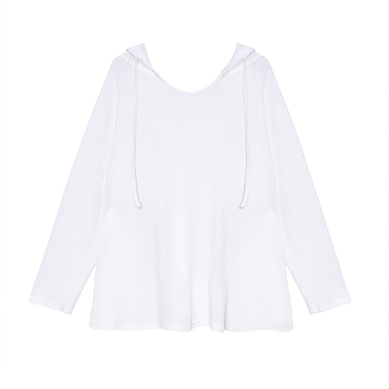 Women Retro Loose Hooded Blouse