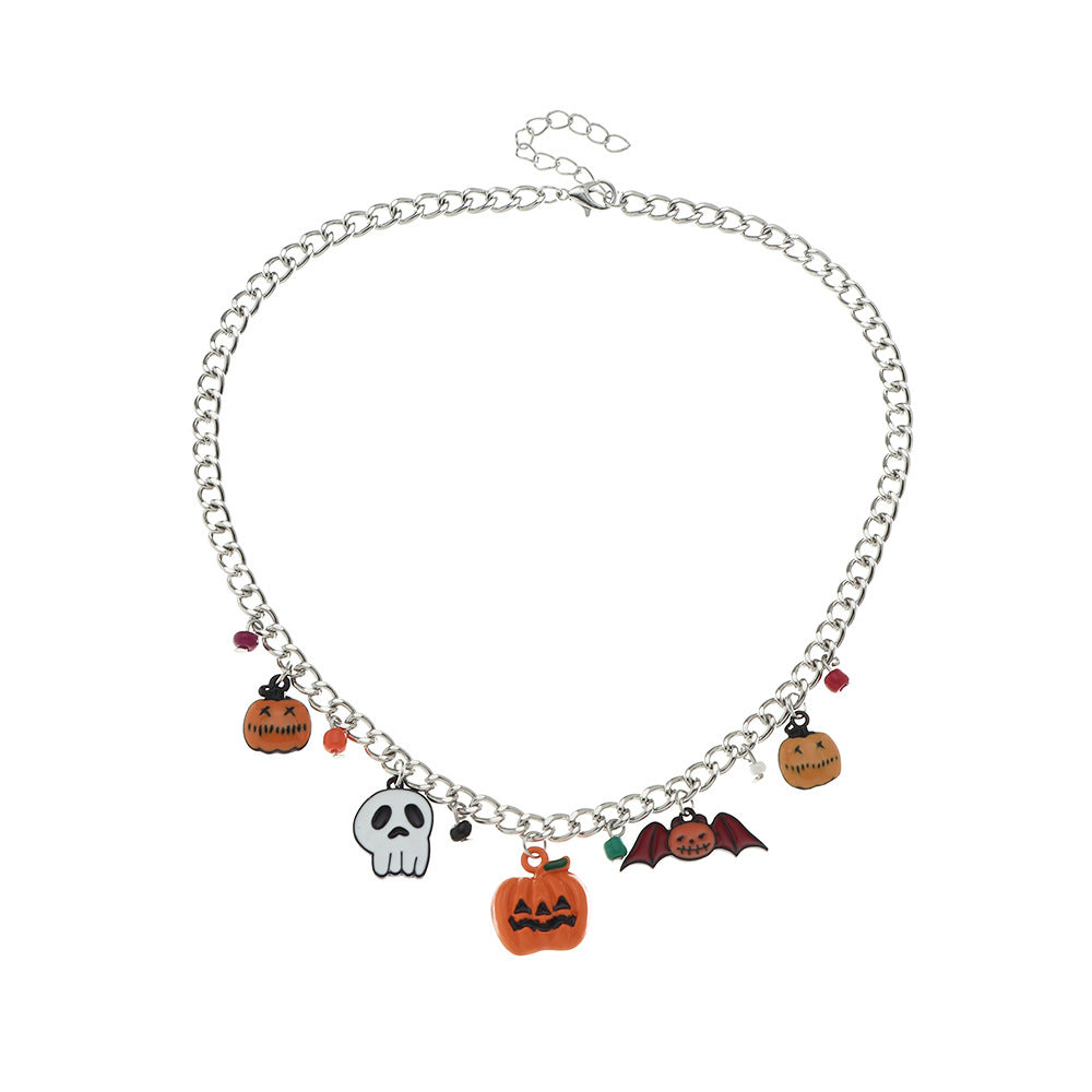 Halloween Pumpkin Bat Necklace