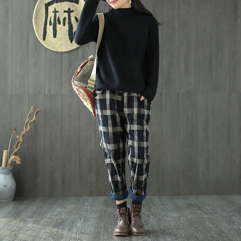 Casual Solid Color High-Neck Sweater