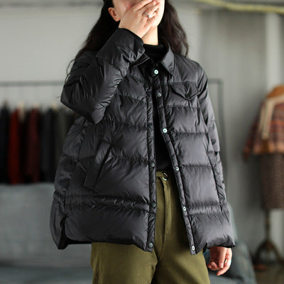 Lapel Solid Loose Down Coat