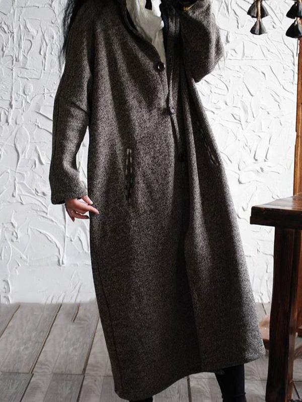 Retro Split-joint Woolen Long Outwear