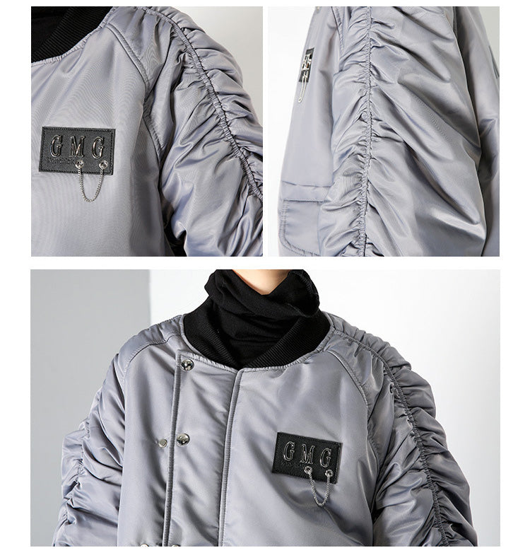 Loose Solid Color Zipper Cotton Outwear