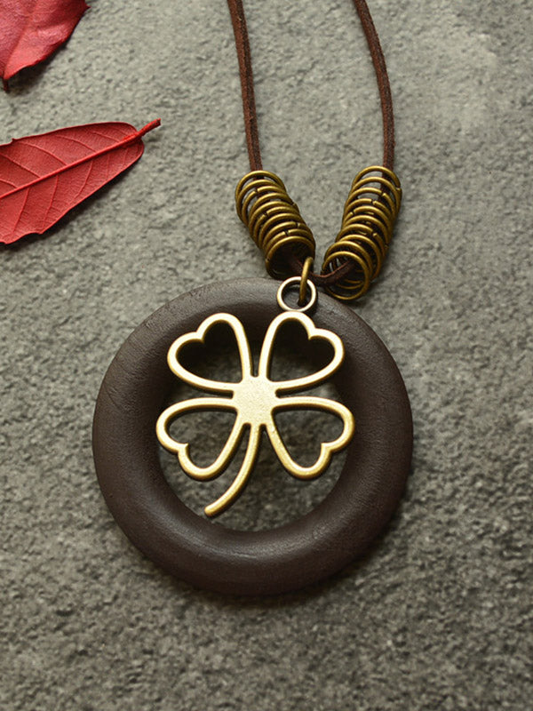 Artistic Retro Two Colors Clover Necklace