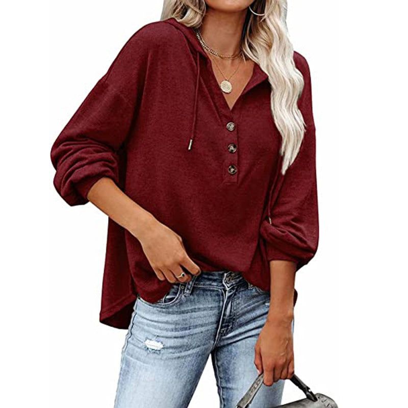 Casual Loose Solid Color Hoodie Sweatshirt