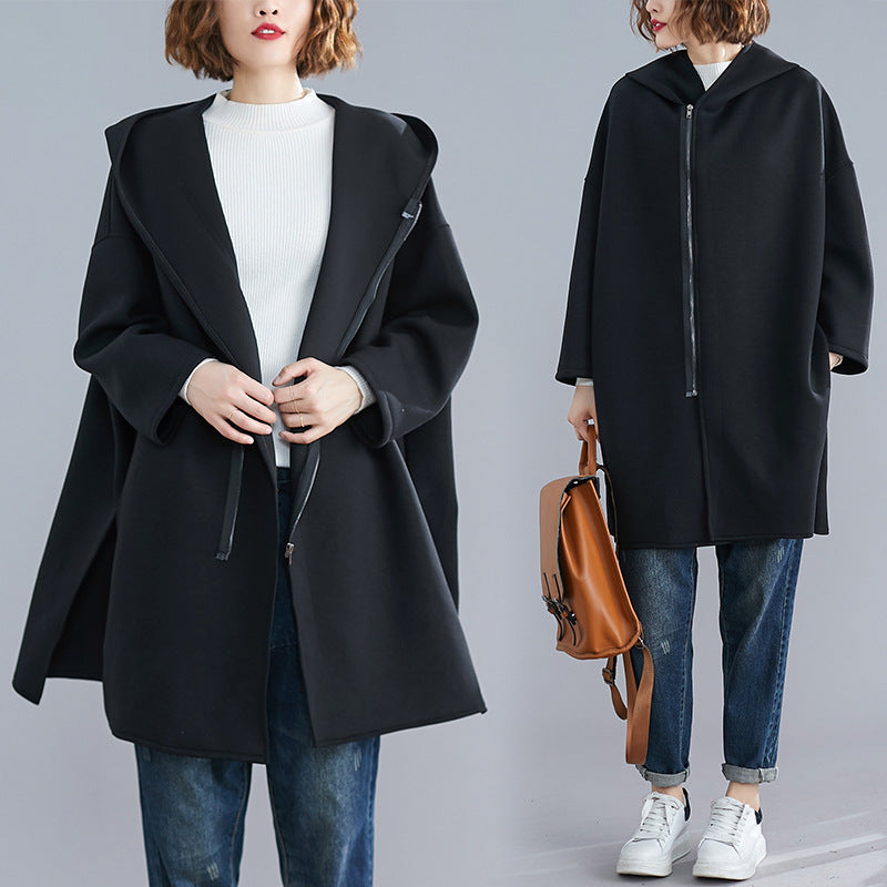 Loose Plus Size Cardigan Mid-Length Bat Sleeve Outwear