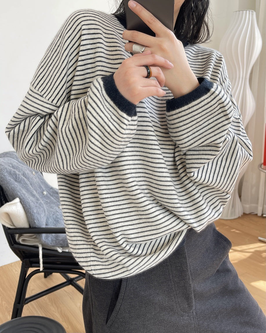 Retro Loose Striped Knitted Sweater