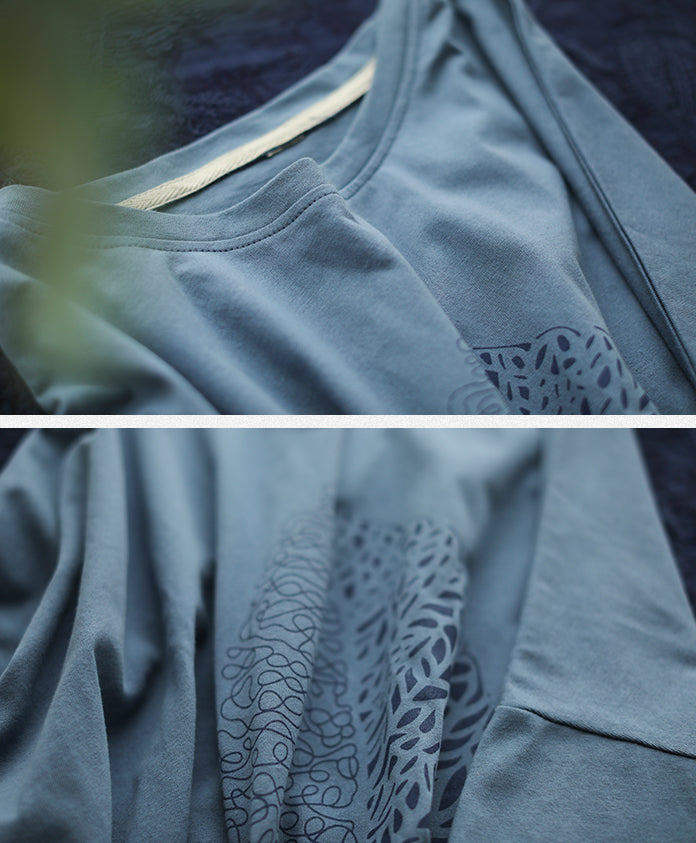 Leaf Printed Summer Half Sleeve Cotton T-Shirt