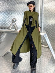 Casual Asymmetric Split-Joint Drawstring Vest Dress Outerwear