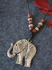 Sliver Elephant Pendant Necklace