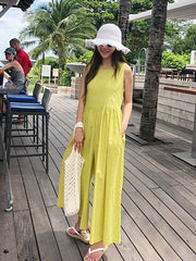 Solid Color Loose Slimming Casual Sleeveless Jumpsuit