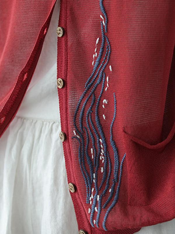 Simple Light Knitting Embroidered Shirt