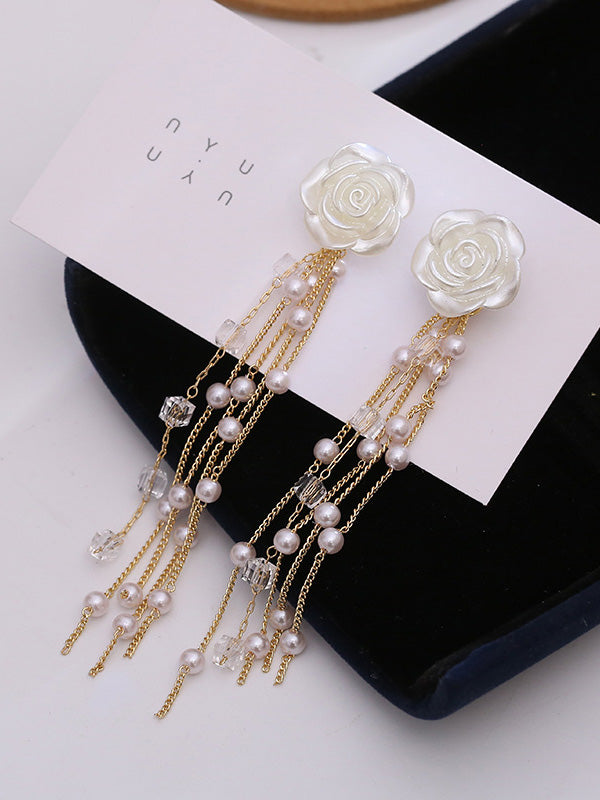 Fashion Floral Tasseled Long Earrings