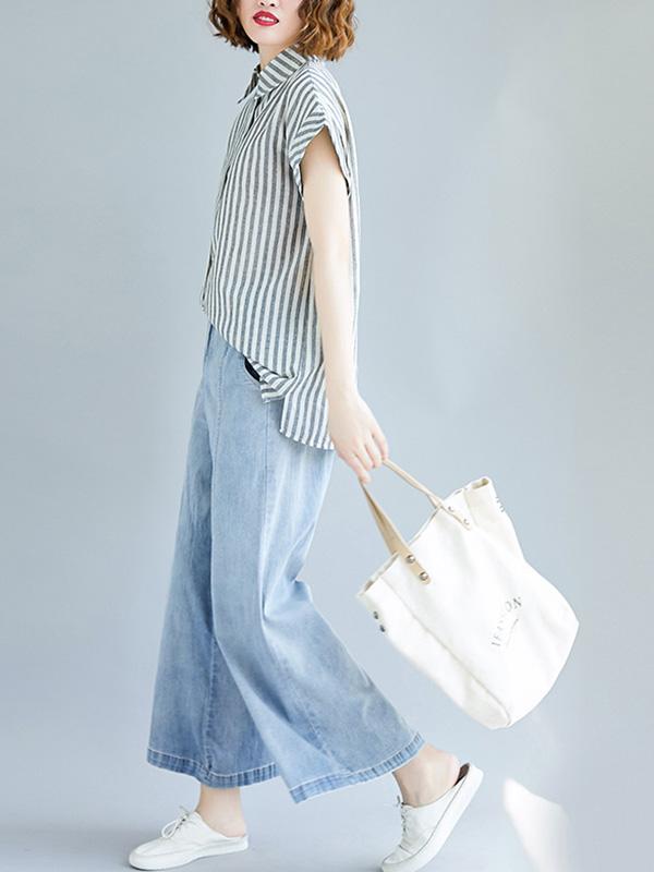 Loose Striped Short Sleeve Shirt