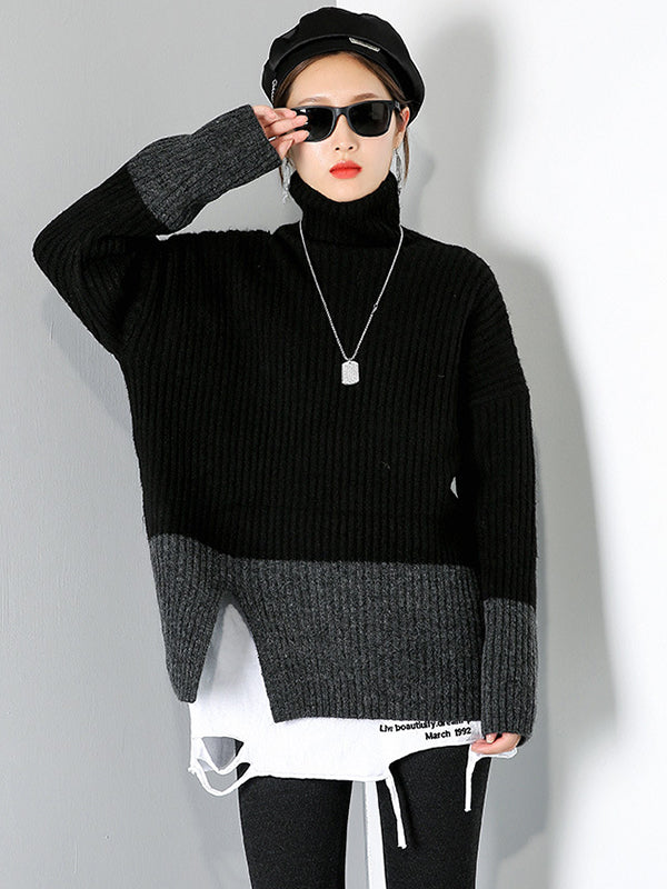 Women High Neck Pullover Casual Sweater