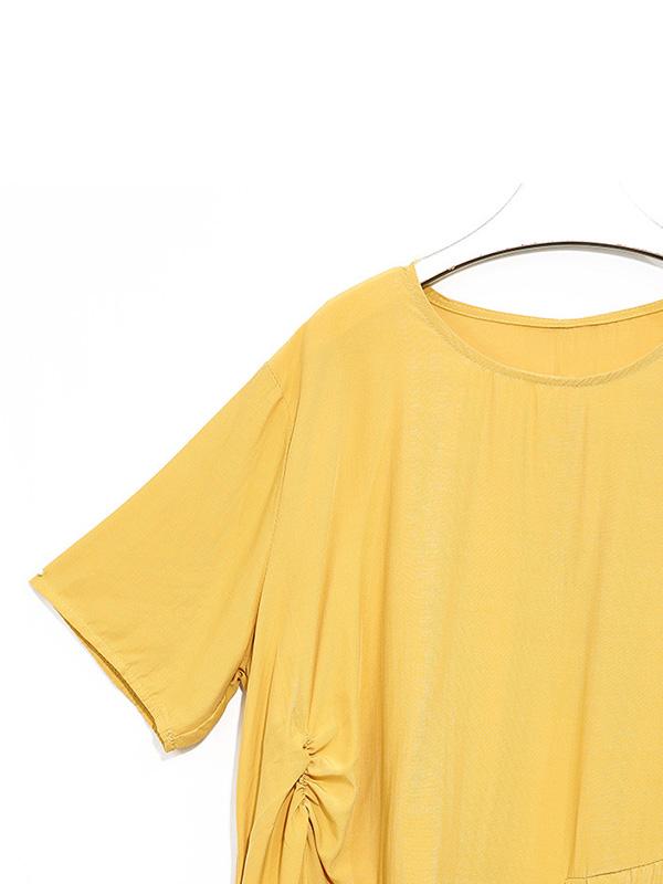 Simple Split-Joint Solid Lace-Up T-Shirt