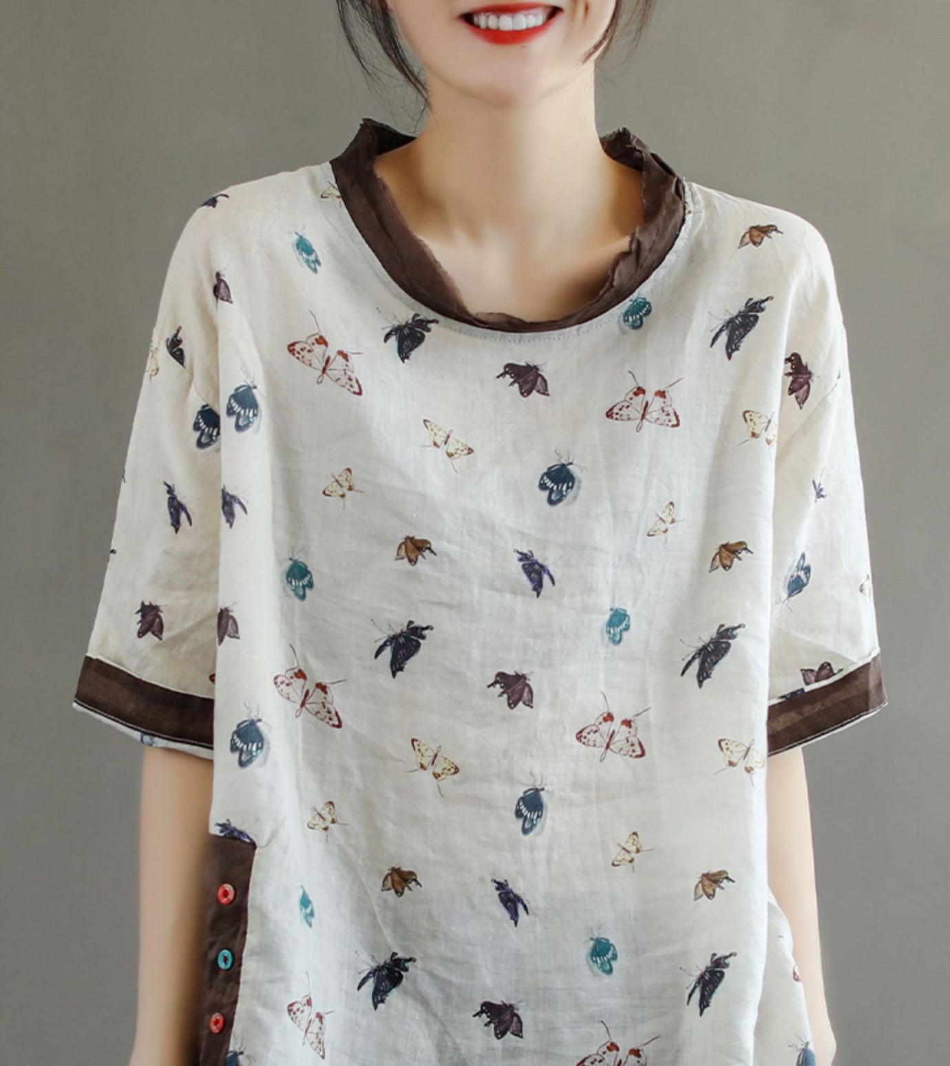 Casual Print Stitching T-Shirt