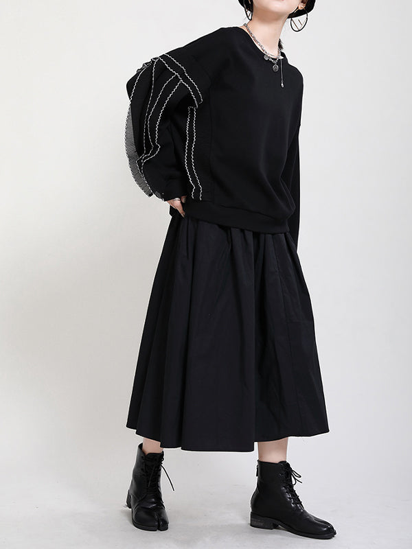 Chiffon Split-Joint Pullover Sweatshirt