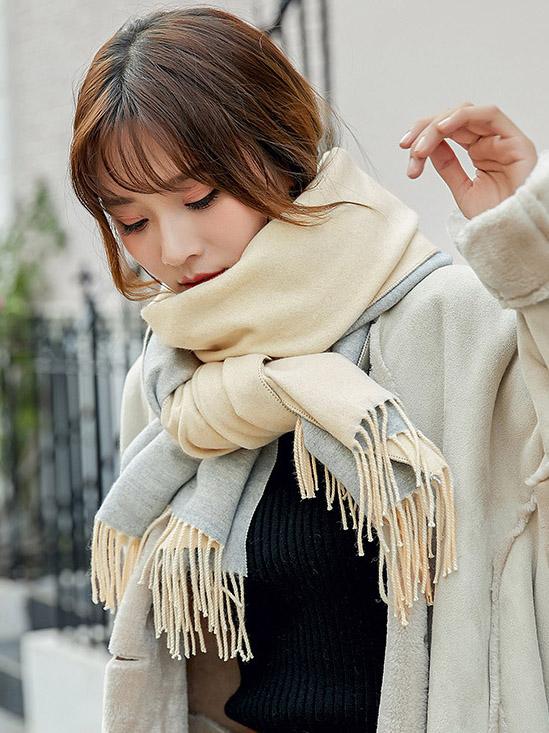 Both-side Warm Tasseled Super Long Scarf