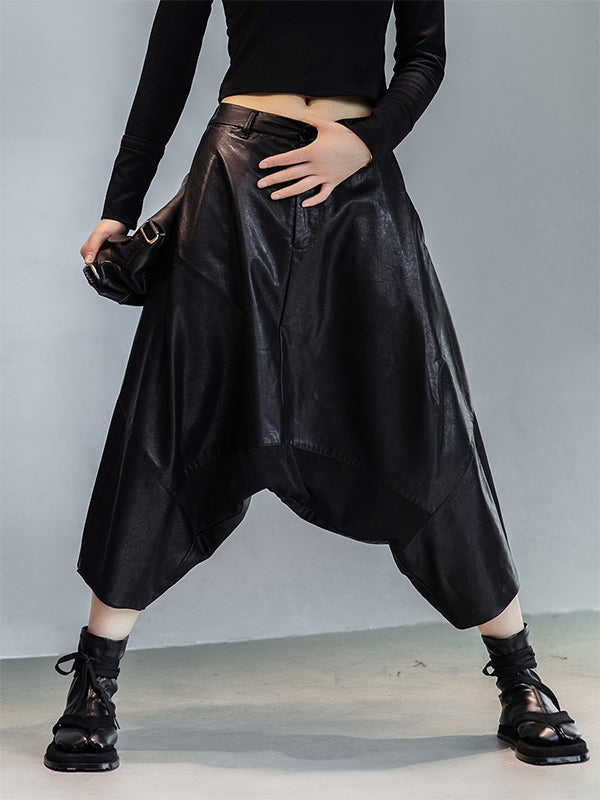 Stitched Leather Harem Pants