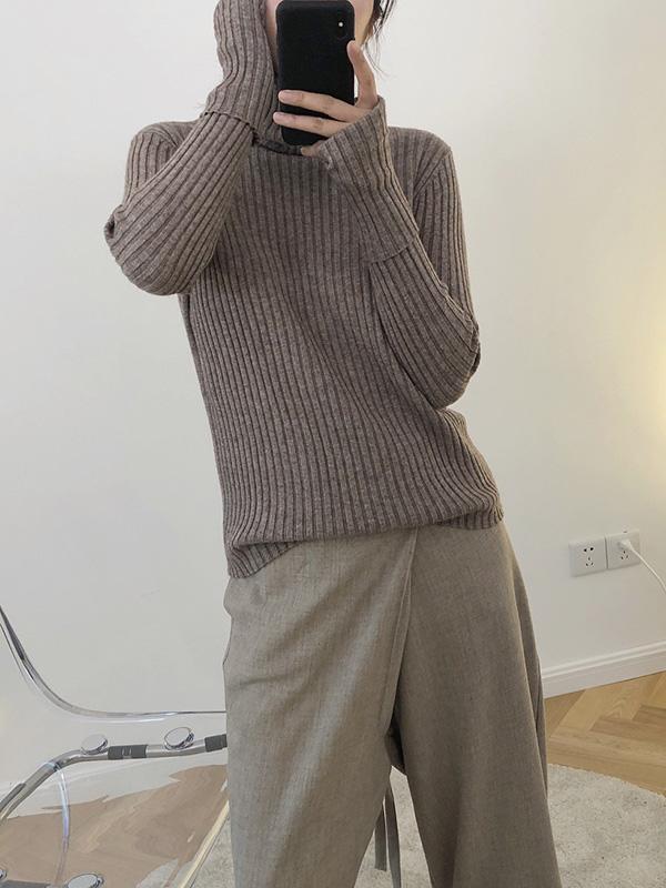 Solid Turtleneck Knitting Sweater