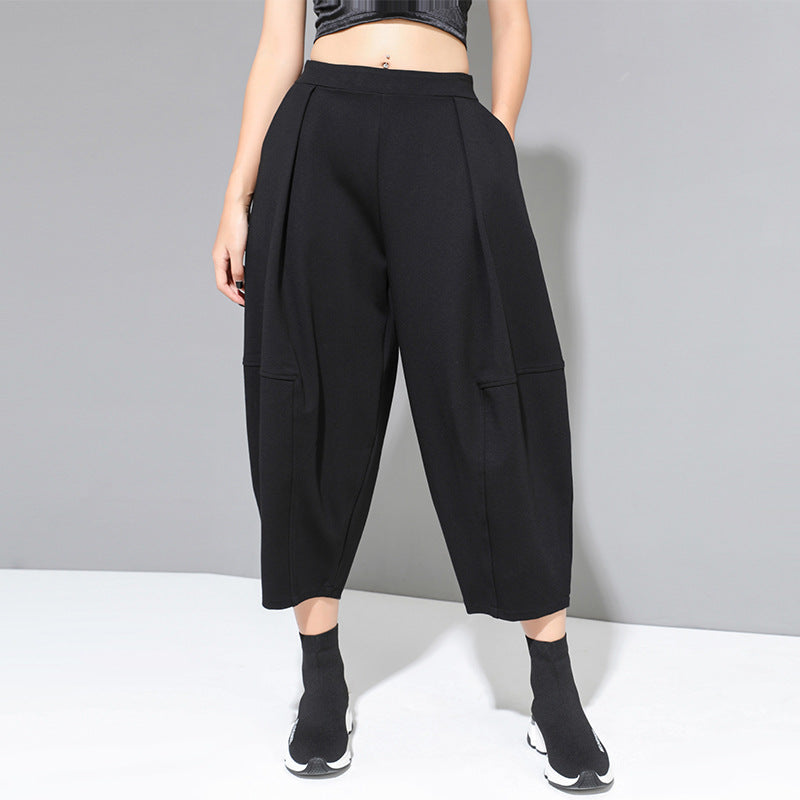 Simple And Thin Wide-Leg Cropped Trousers