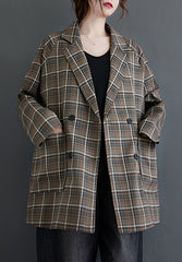 Women Retro Plaid Casual Jacket