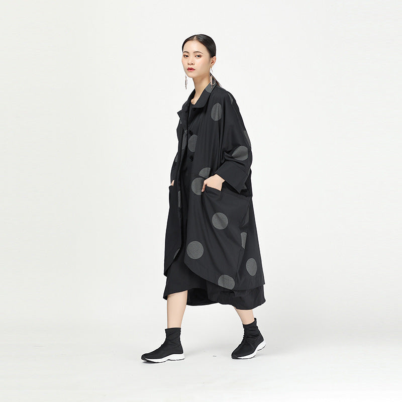 Retro Polka Dot Cloak Irregular Outwear